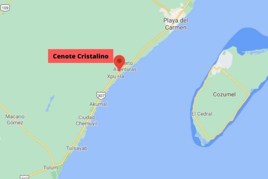 Cenote Cristalino close up map