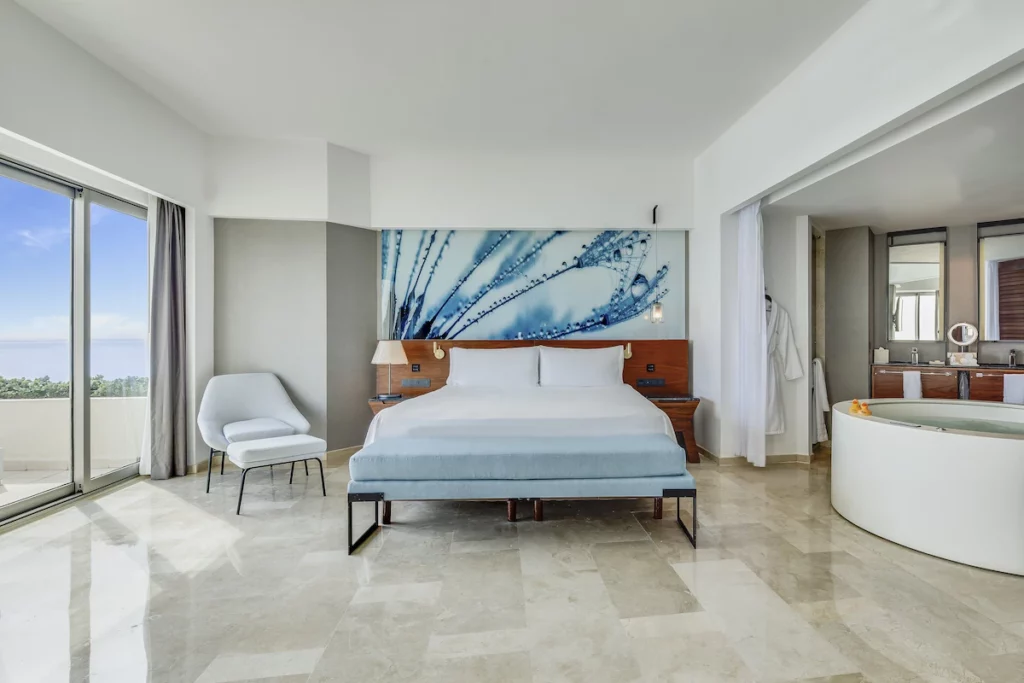 A jacuzzi in a luxury room at the Live Aqua Beach Resort